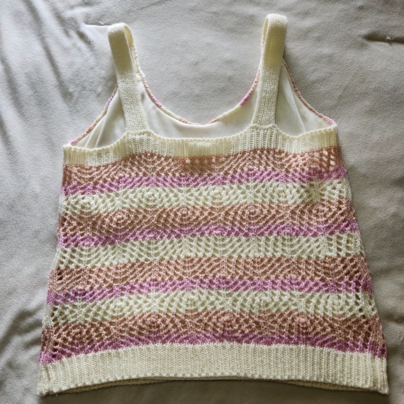 Evsie By Maurices Jr Girls Sz M Pink And Cream Crochet Top Lined - Picture 2 of 9